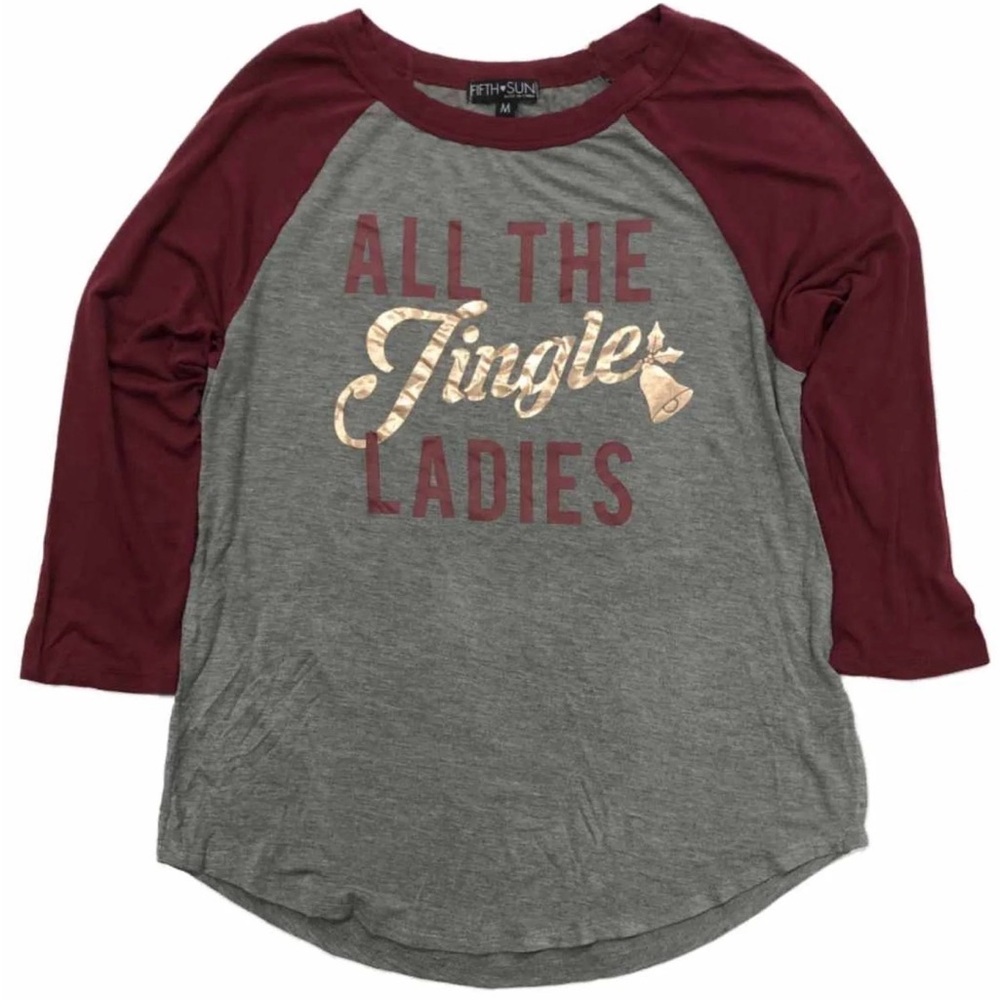 Fifth Sun Maroon and Gray Raglan Tee